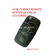 AUDI FLIPKEY REMOTE 3B WITH KEY HEAD (433.92MHZ) 4D0837231N AM